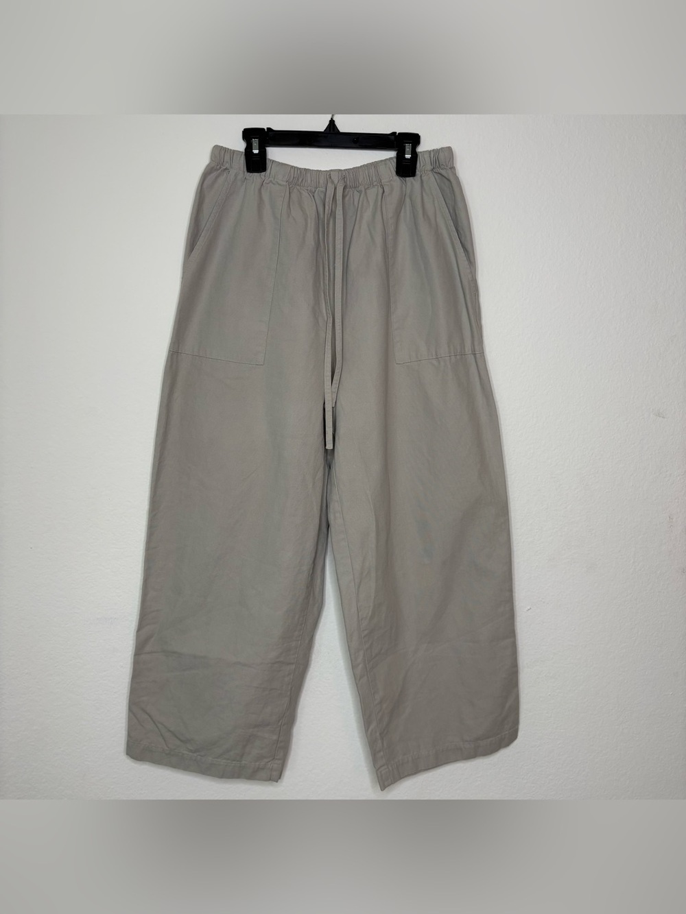 Eileen Fisher Organic Cotton Wide Leg Draw String Pants 24.5” Size Small Cropped